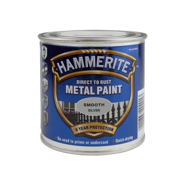 Hammerite Metal Paint Smooth Finish Silver 250ml